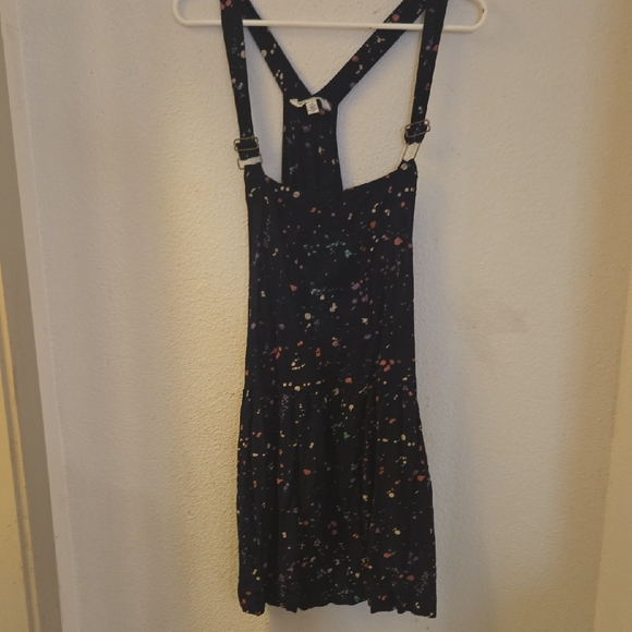 American Eagle Outfitters AEO Black PRINT OVERALL Dress LARGE - Picture 1 of 6